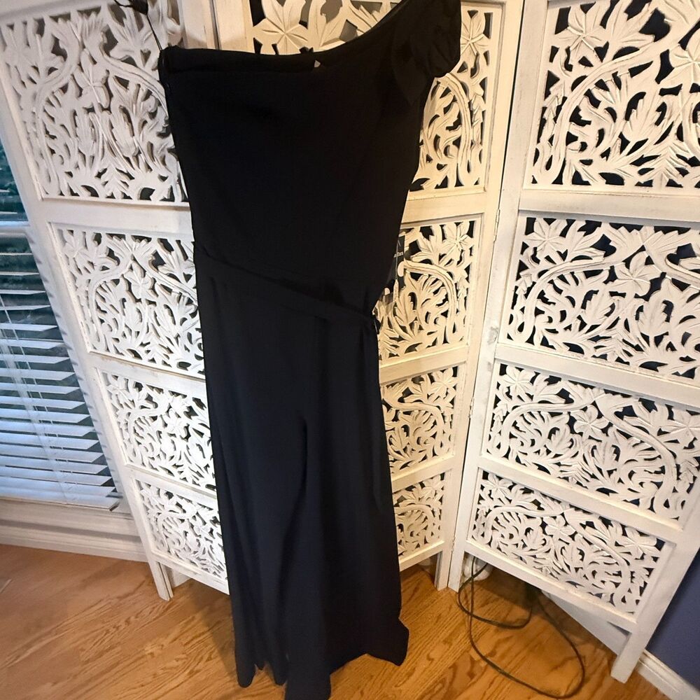 Maison Tara One Shoulder Pantsuit Black size 16 New With Rosetta